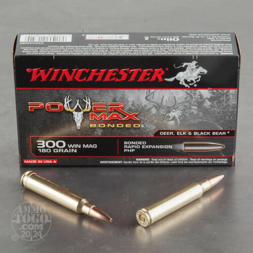 0b6aebca9c19286e180156a6a3d5e496_1-1278048094 Winchester POWER MAX BONDED .300 Winchester Magnum 180 grain Bonded Rapid Expansion Protected Hollow Point - 500 Rounds - Image 1