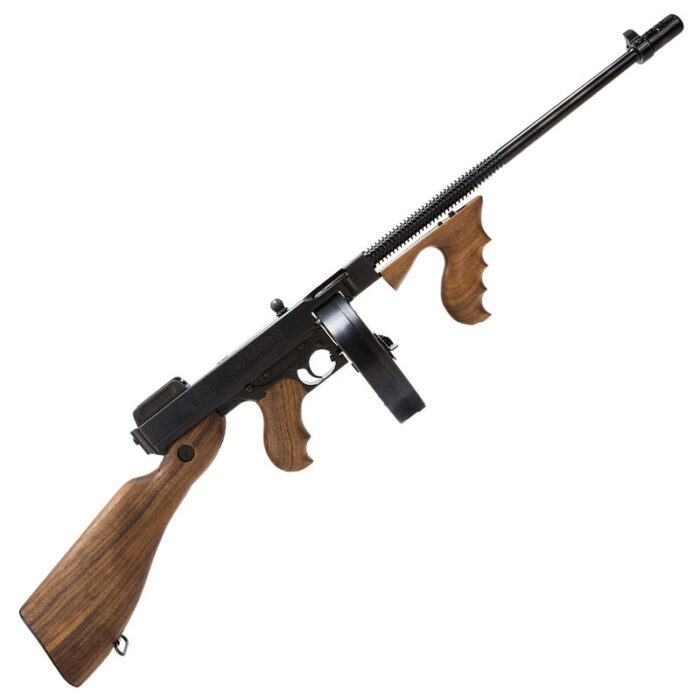Auto-Ordnance Thompson 1927A-1 Deluxe Semi Auto Carbine .45 ACP 16.5" Finned Barrel 100 Round Drum/20 Round Stick Magazine Blade Front Sight Walnut Stock/Grip Blued Finish T1100D - Image 1