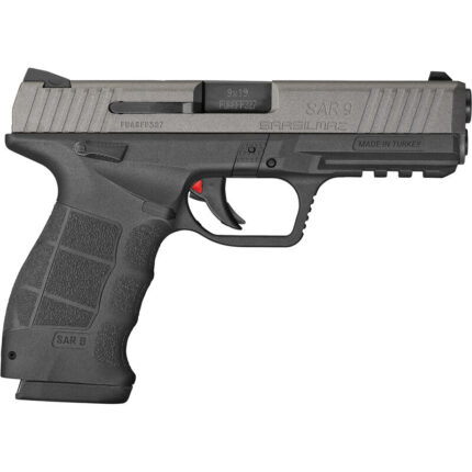 SAR USA SAR 9 Striker Fired Pistol 9mm Semi Auto 4.4" Barrel 17 Round Black Finish Polymer Frame Platinum Slide