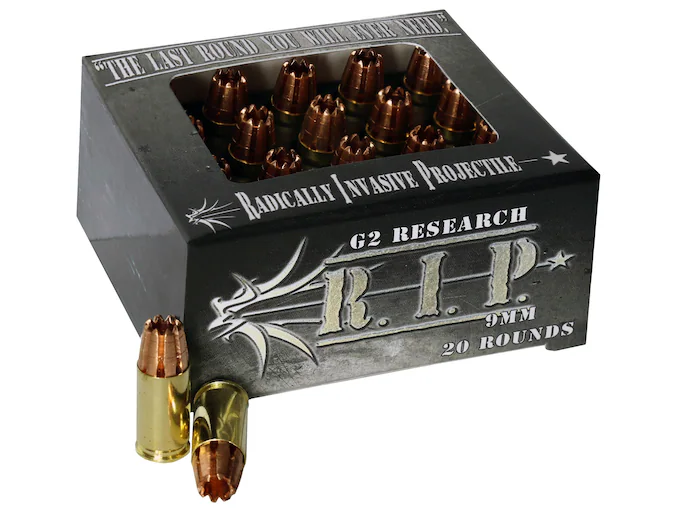 ergetg4e G2 Research R.I.P. 9mm Luger Ammo 92 Grain G2 R.I.P. Fragmenting Hollow Point Lead Free Box of 20 - Image 1