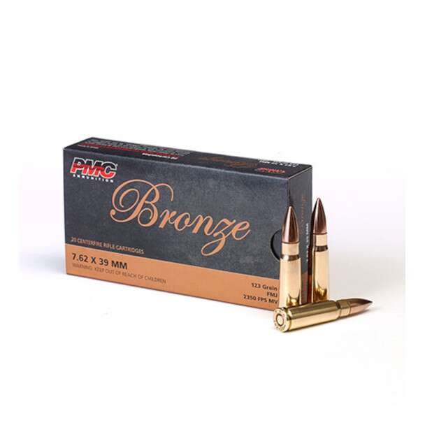 PMC Bronze 7.62x39 FMJ 123Gr 500rd Case Rifle Ammo (7.62A-CASE) - Image 1